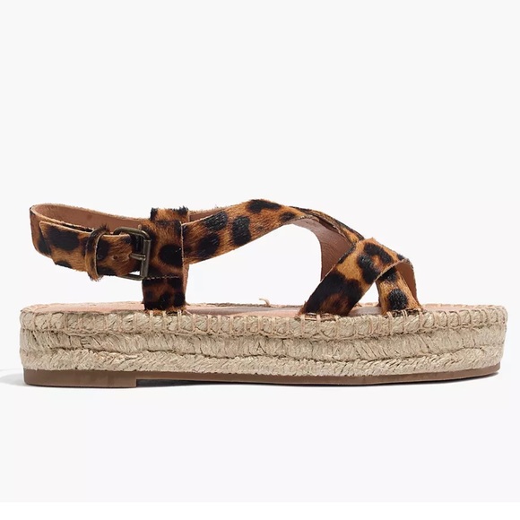 NIB Madewell The Malia Espadrille Sandals in leopard calf hair - Picture 4 of 7